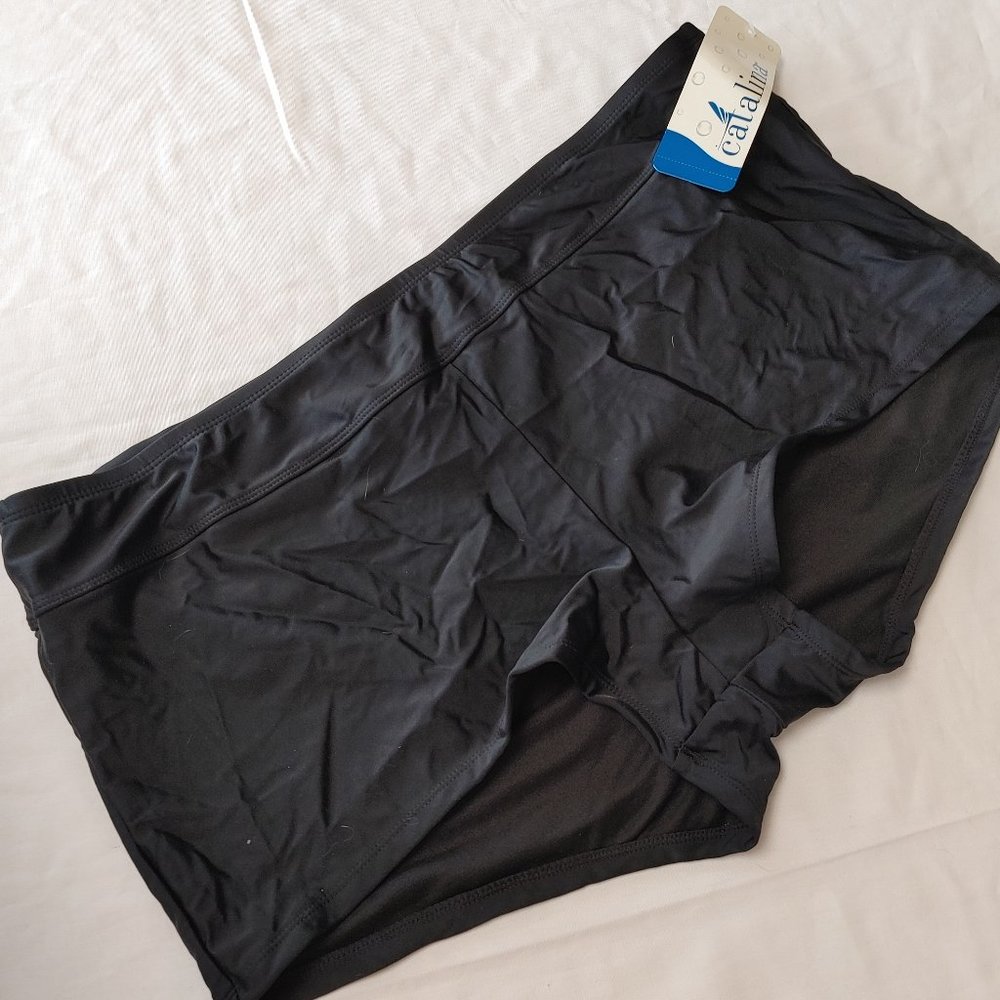 WOMENS 3X BLACK, BOYLEG - SWIM SHORT